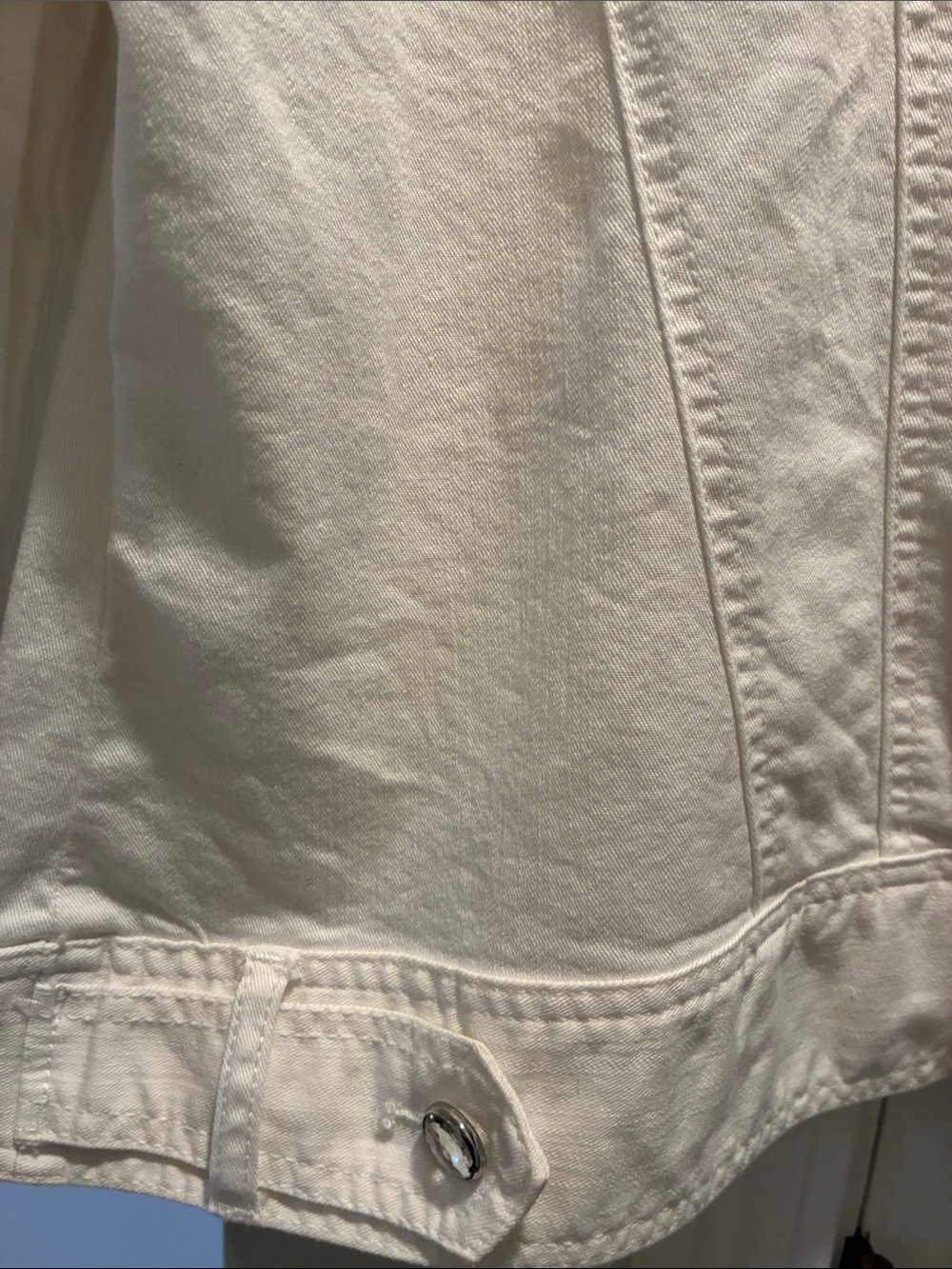 JM Collection Women's Off-White Denim Jacket - Picture 9 of 11
